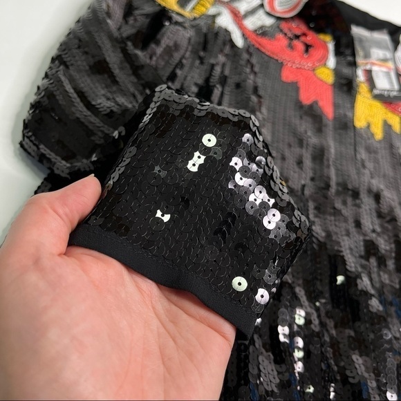 NEW Nasty Gal Black Country Star Western Sequin Embellished Festival Jacket Top - Picture 9 of 16